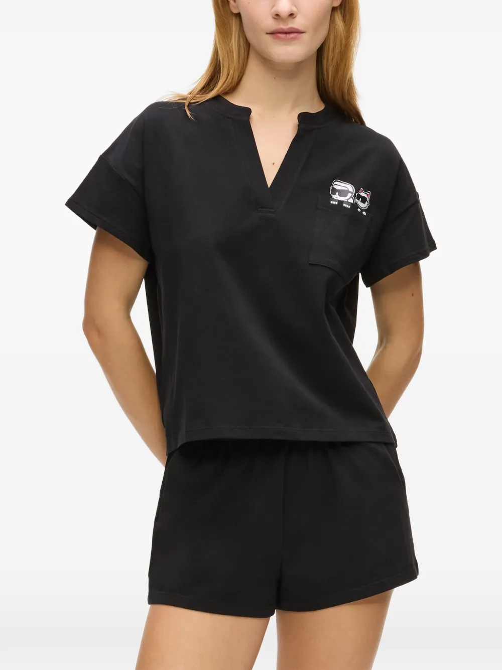 Karl Lagerfeld Ikon korte pyjama set Zwart