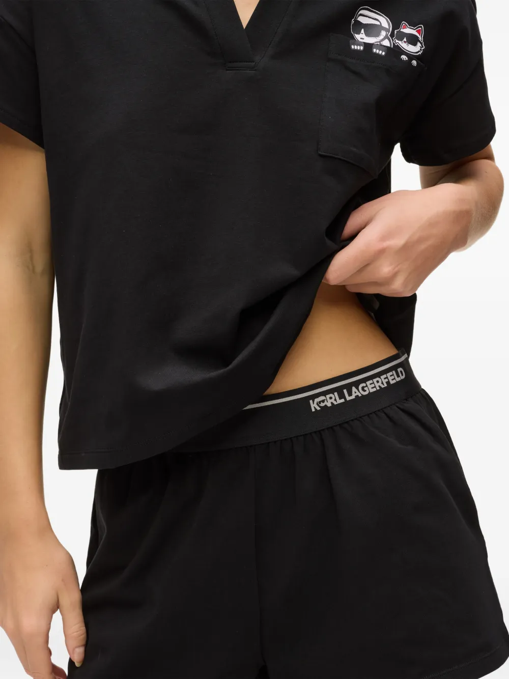 Karl Lagerfeld Ikon korte pyjama set Zwart