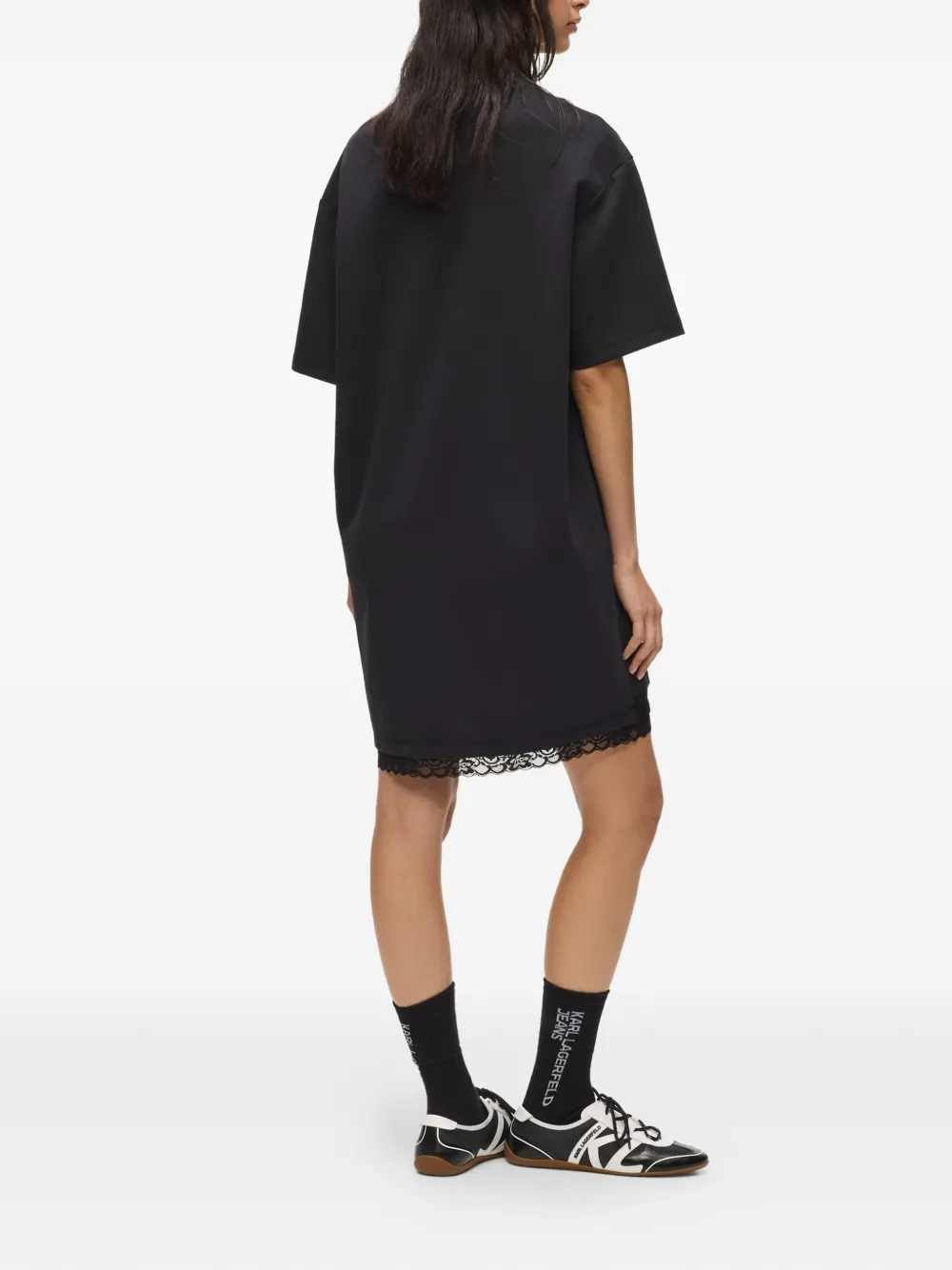 Karl Lagerfeld Jeans Mini-jurk met afwerking van kant Zwart