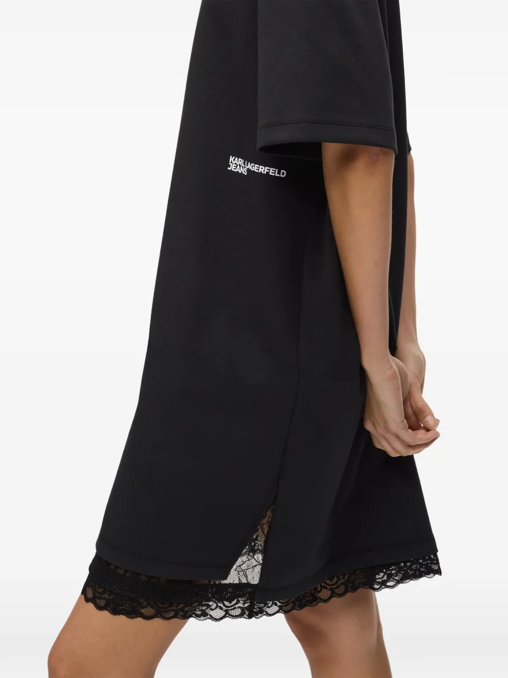 Karl Lagerfeld Jeans Mini-jurk met afwerking van kant Zwart