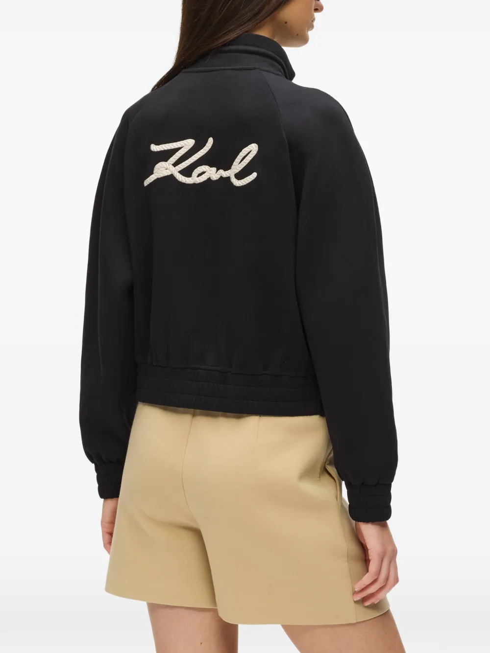 Karl Lagerfeld Sweater met logodetail en rits Zwart
