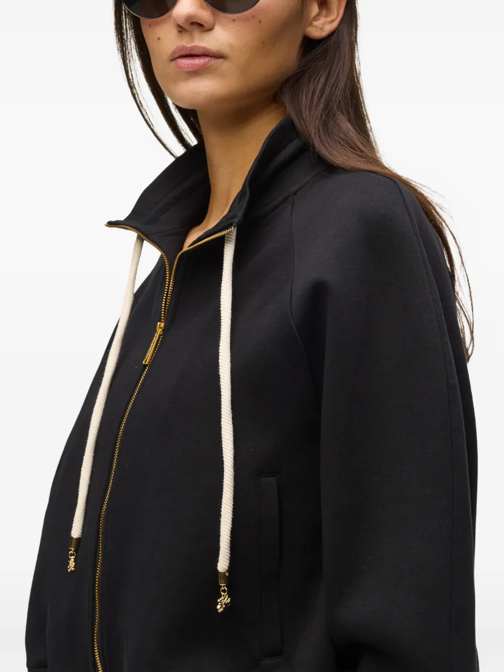 Karl Lagerfeld Sweater met logodetail en rits Zwart