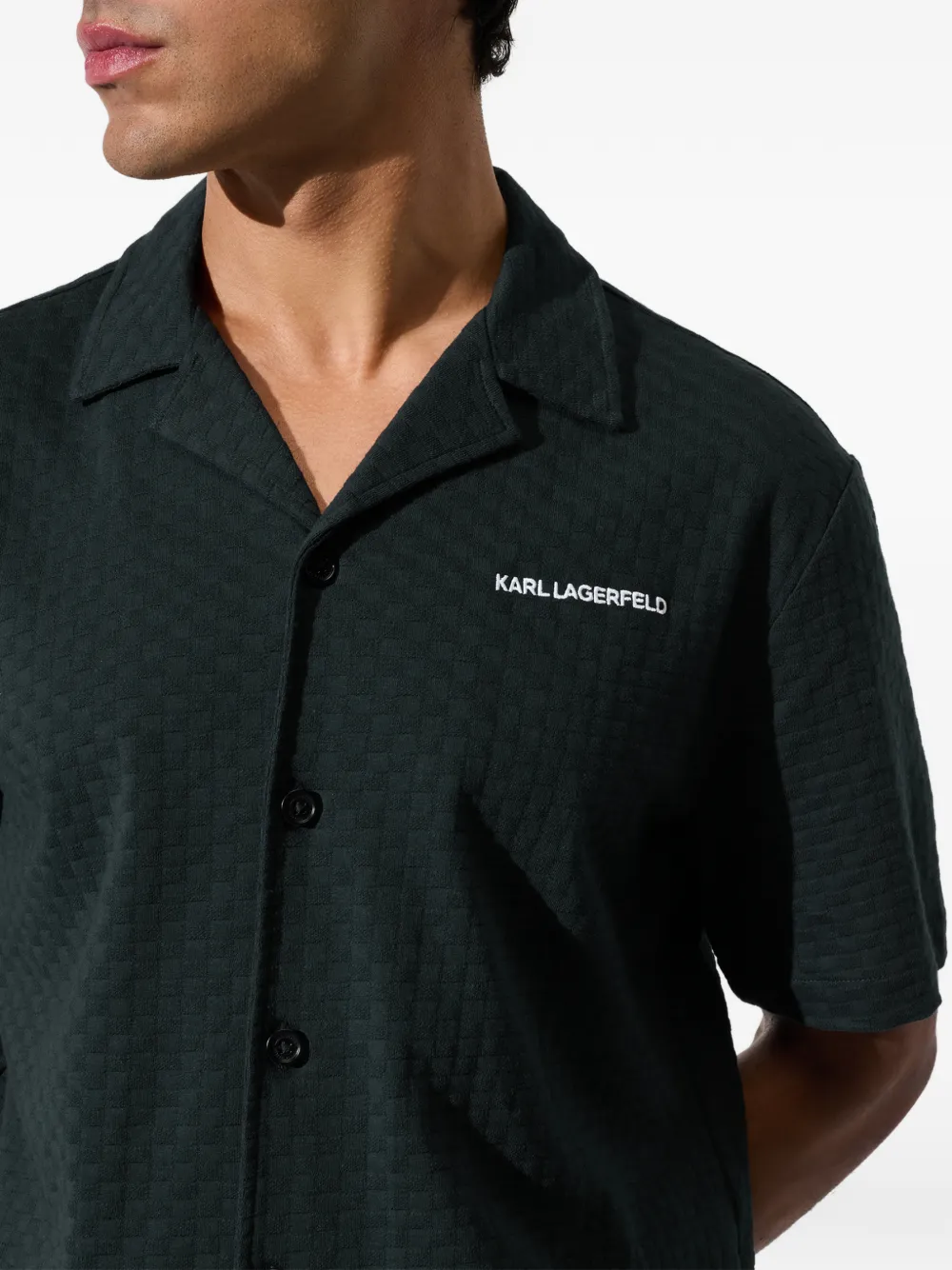 Karl Lagerfeld Overhemd met geborduurd logo Blauw