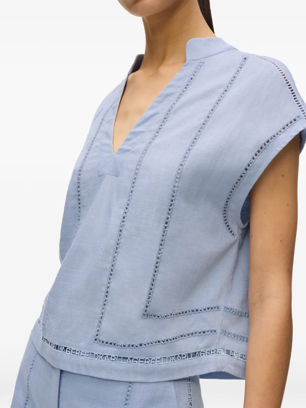 Karl Lagerfeld Shirt met borduurwerk Blauw