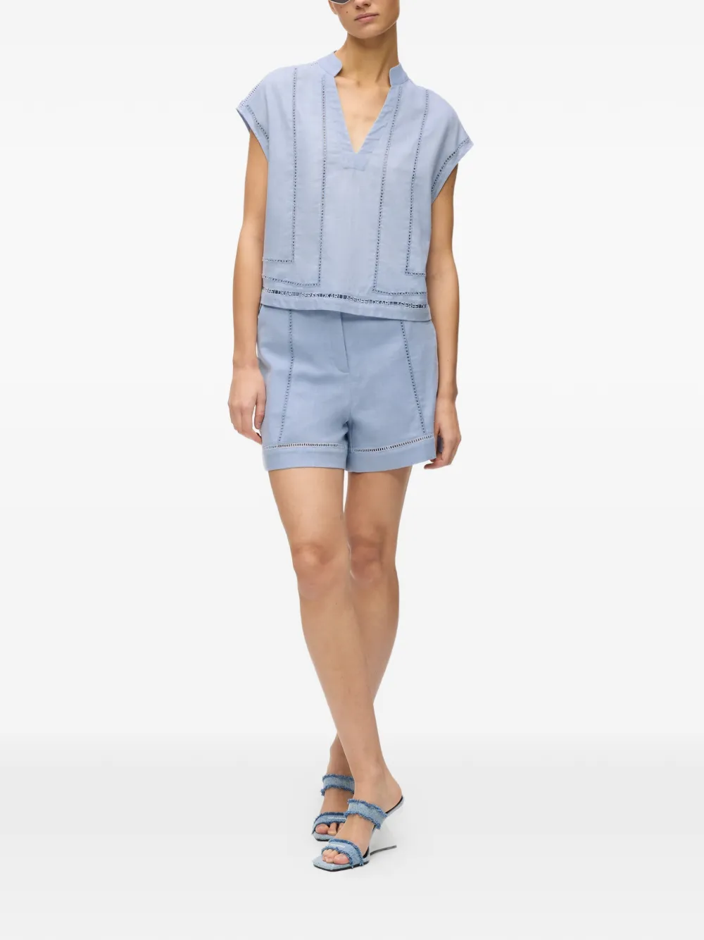 Karl Lagerfeld Shirt met borduurwerk Blauw