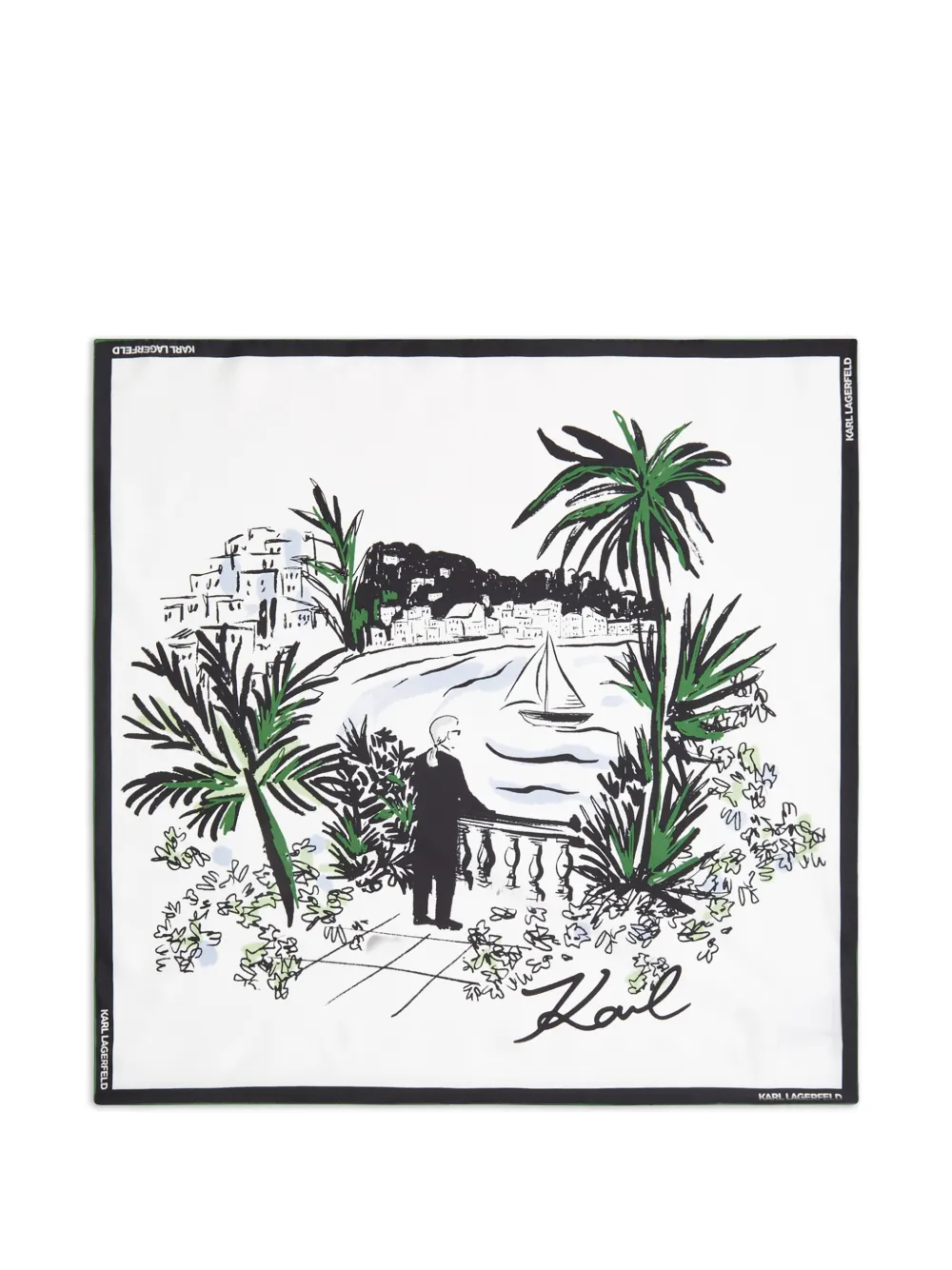 Karl Lagerfeld Foulard in seta con logo - Bianco