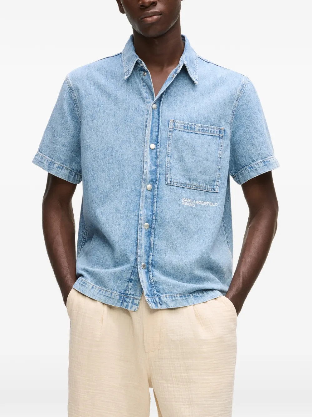 Karl Lagerfeld Jeans Overhemd met borstzak Blauw
