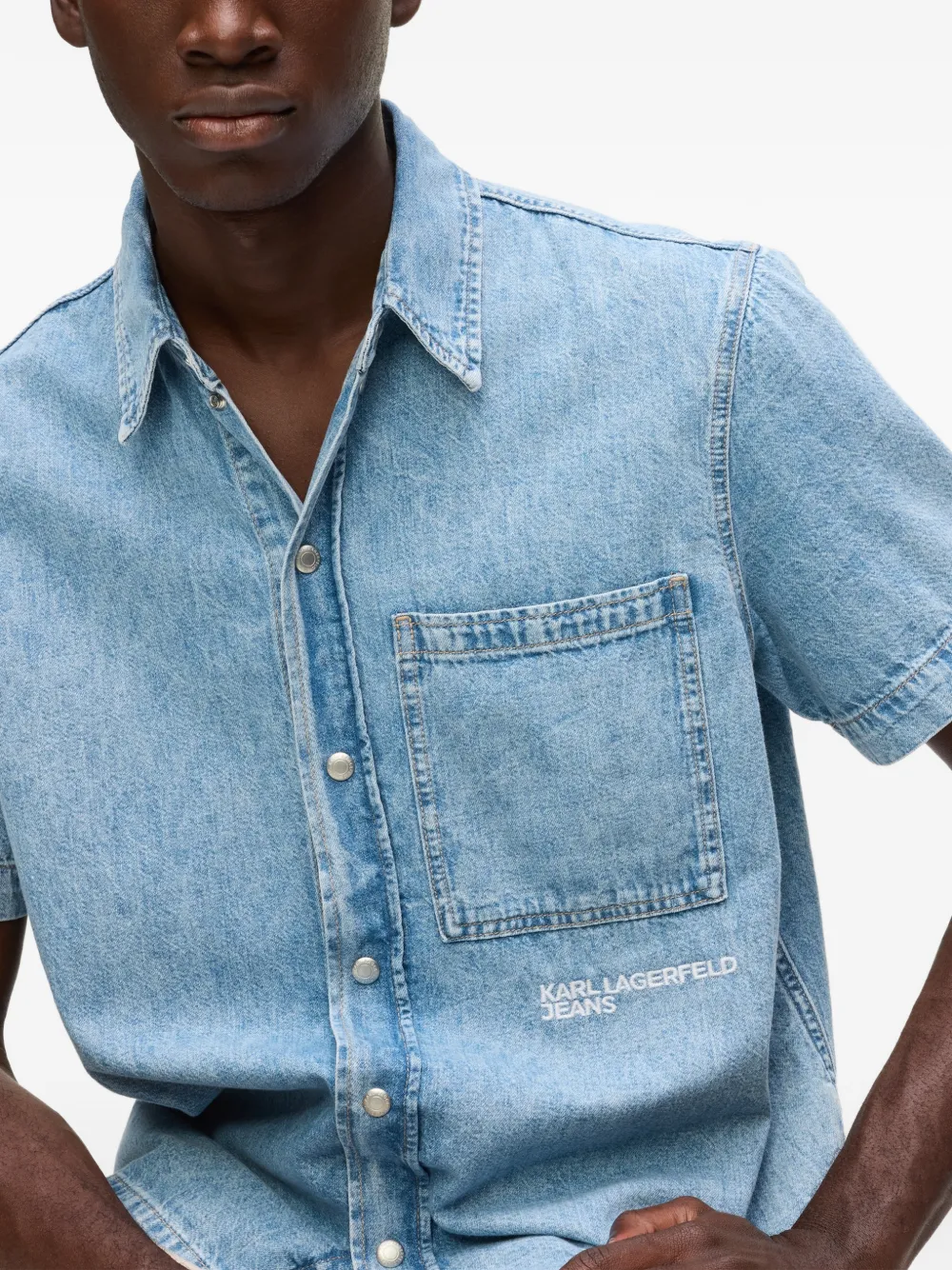 Karl Lagerfeld Jeans Overhemd met borstzak Blauw