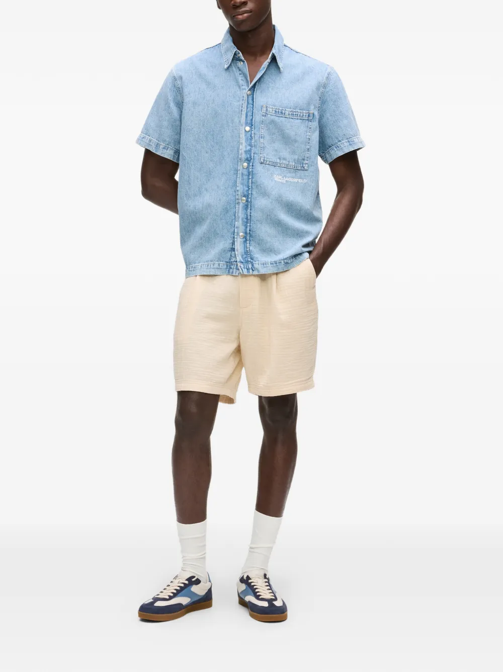 Karl Lagerfeld Jeans Overhemd met borstzak Blauw