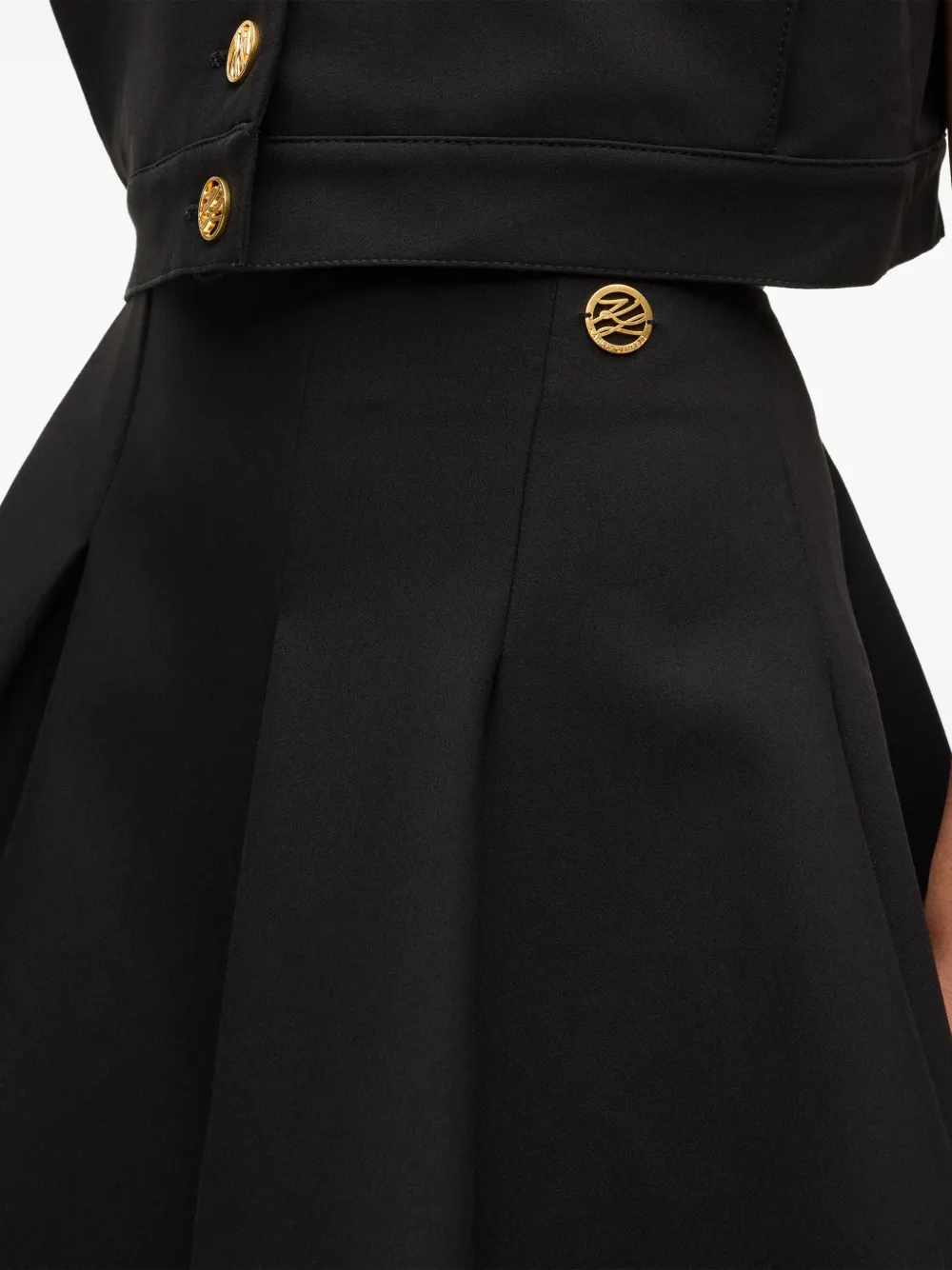 Karl Lagerfeld Mini-rok met plooien en logodetail Zwart