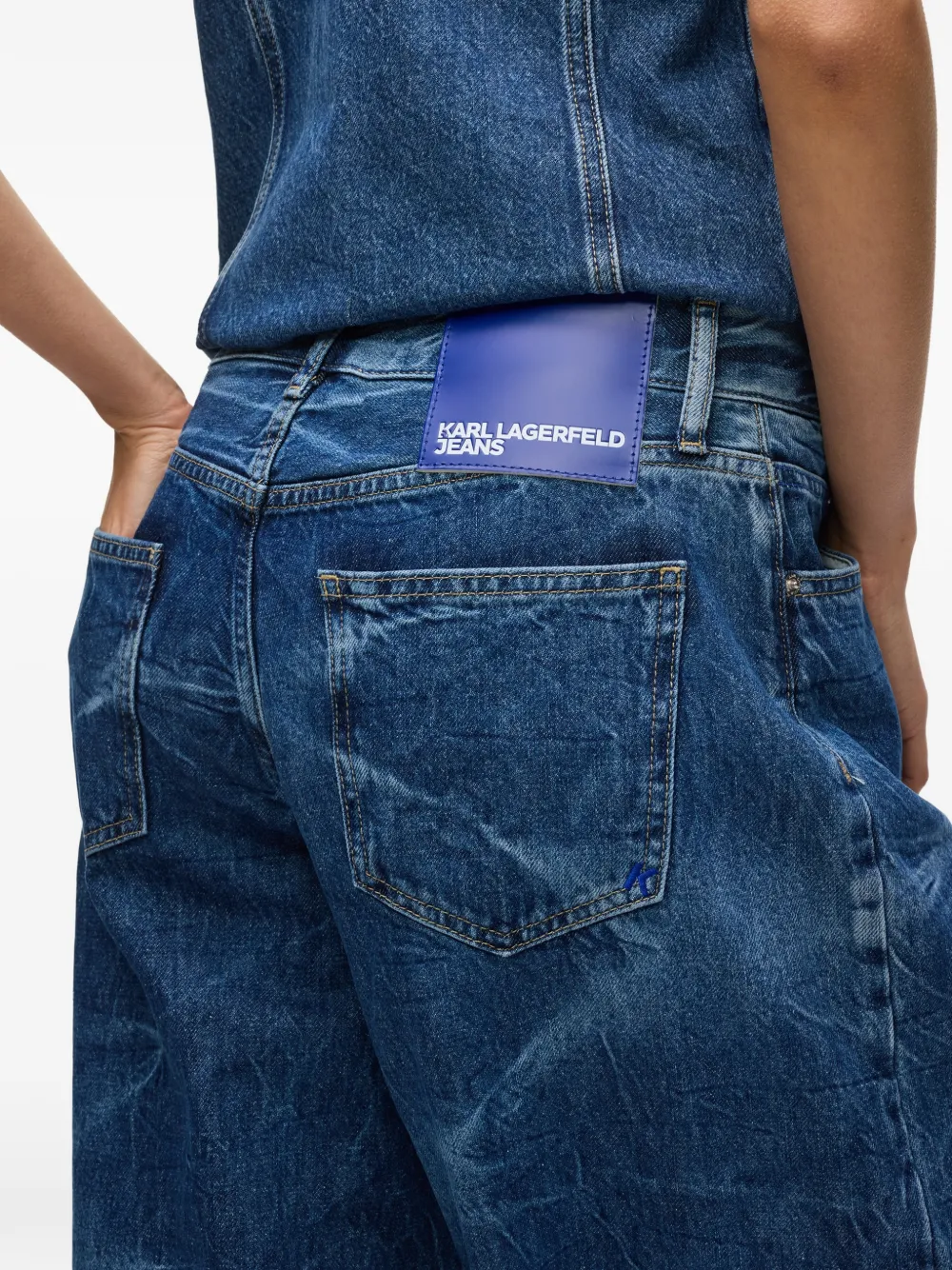 Karl Lagerfeld Jeans met gekreukt effect Blauw