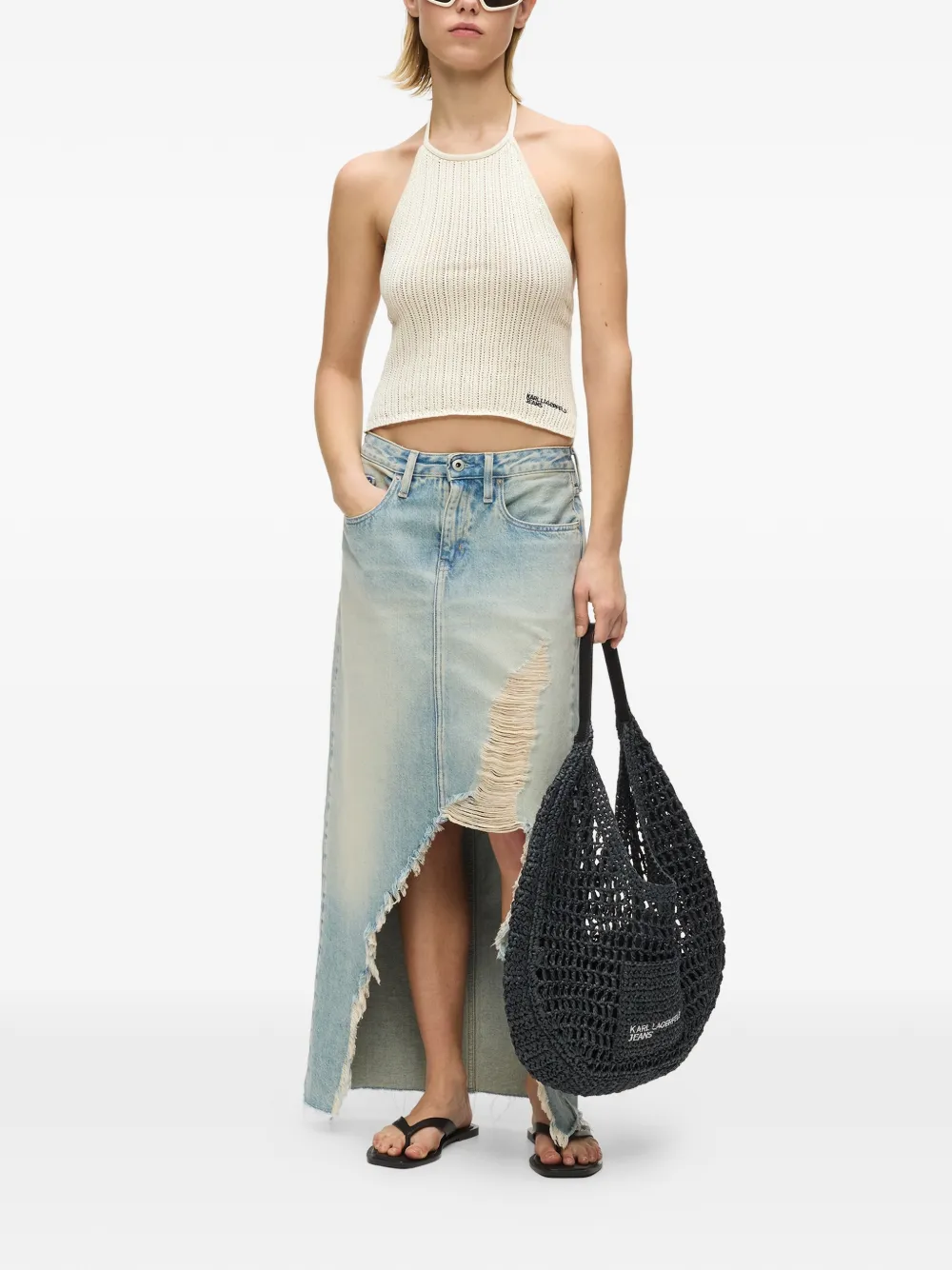 Karl Lagerfeld Jeans Top met logodetail Beige