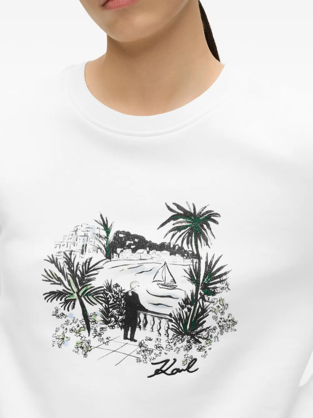 Karl Lagerfeld T-shirt met grafische print Beige