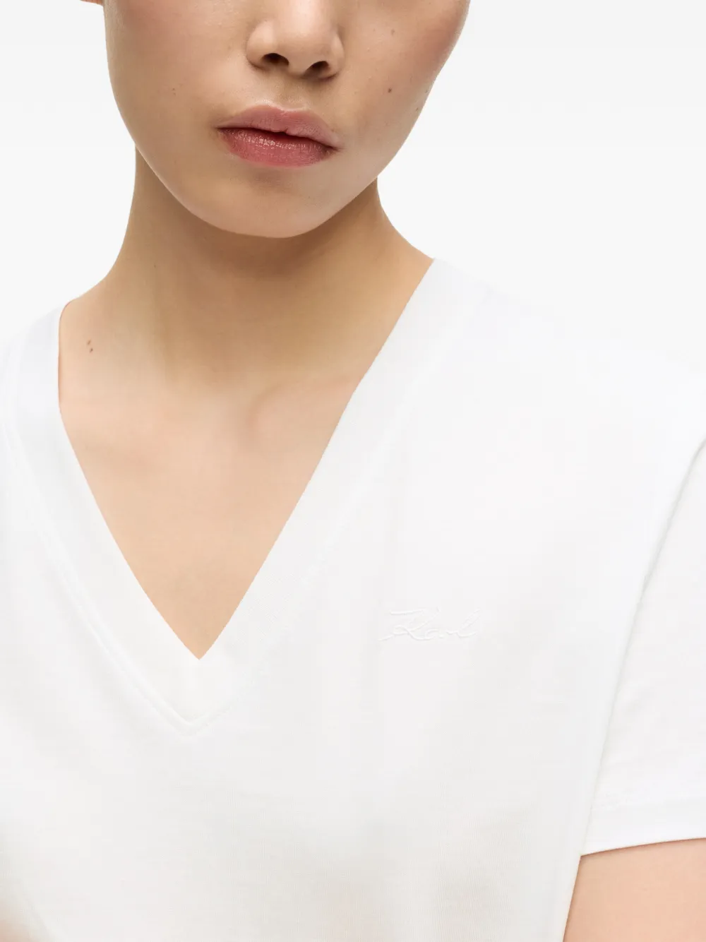Karl Lagerfeld T-shirt met V-hals Wit