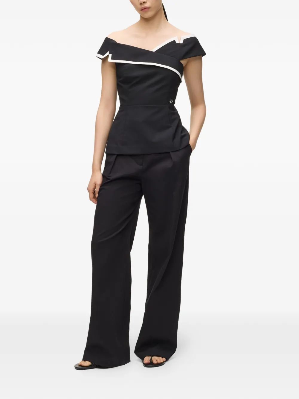 Karl Lagerfeld Off-shoulder top Zwart