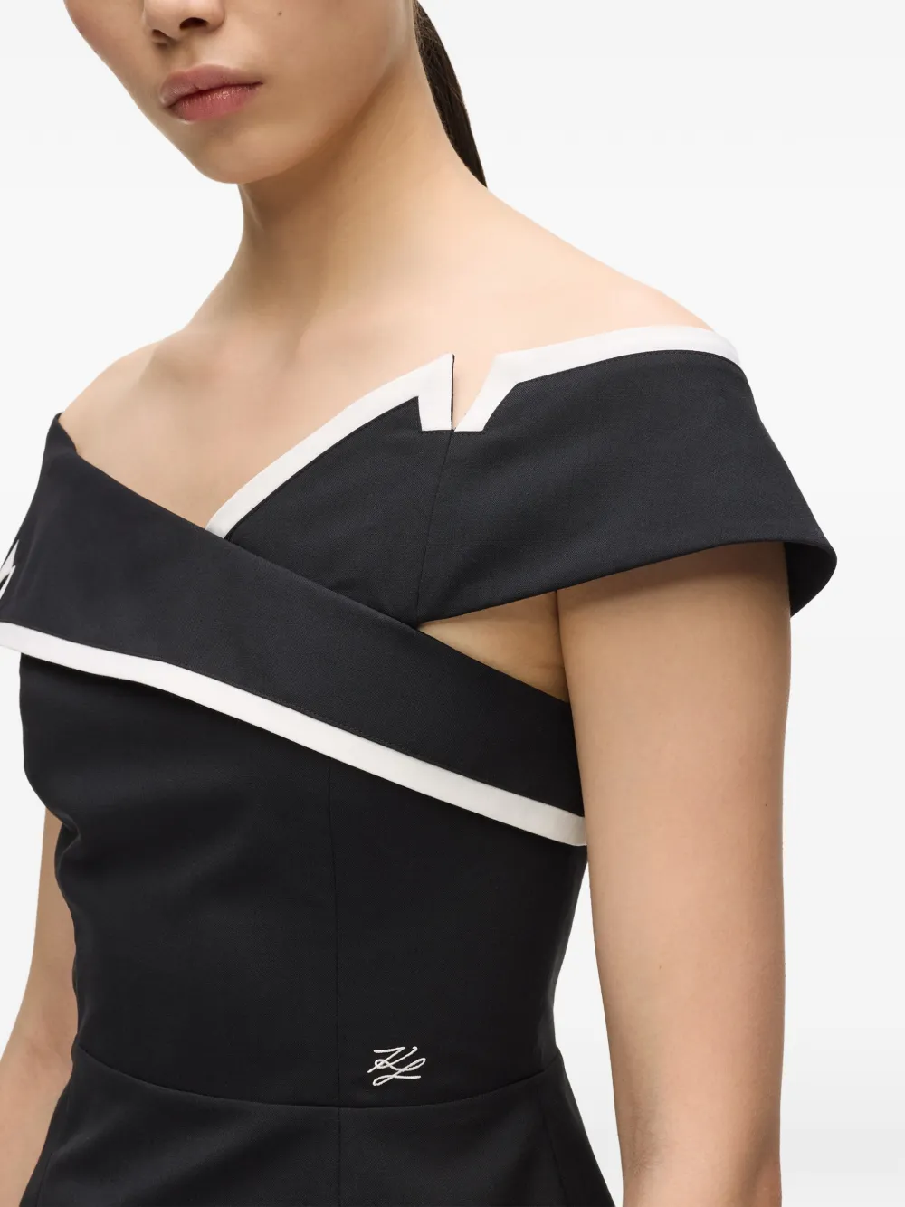 Karl Lagerfeld Off-shoulder top Zwart