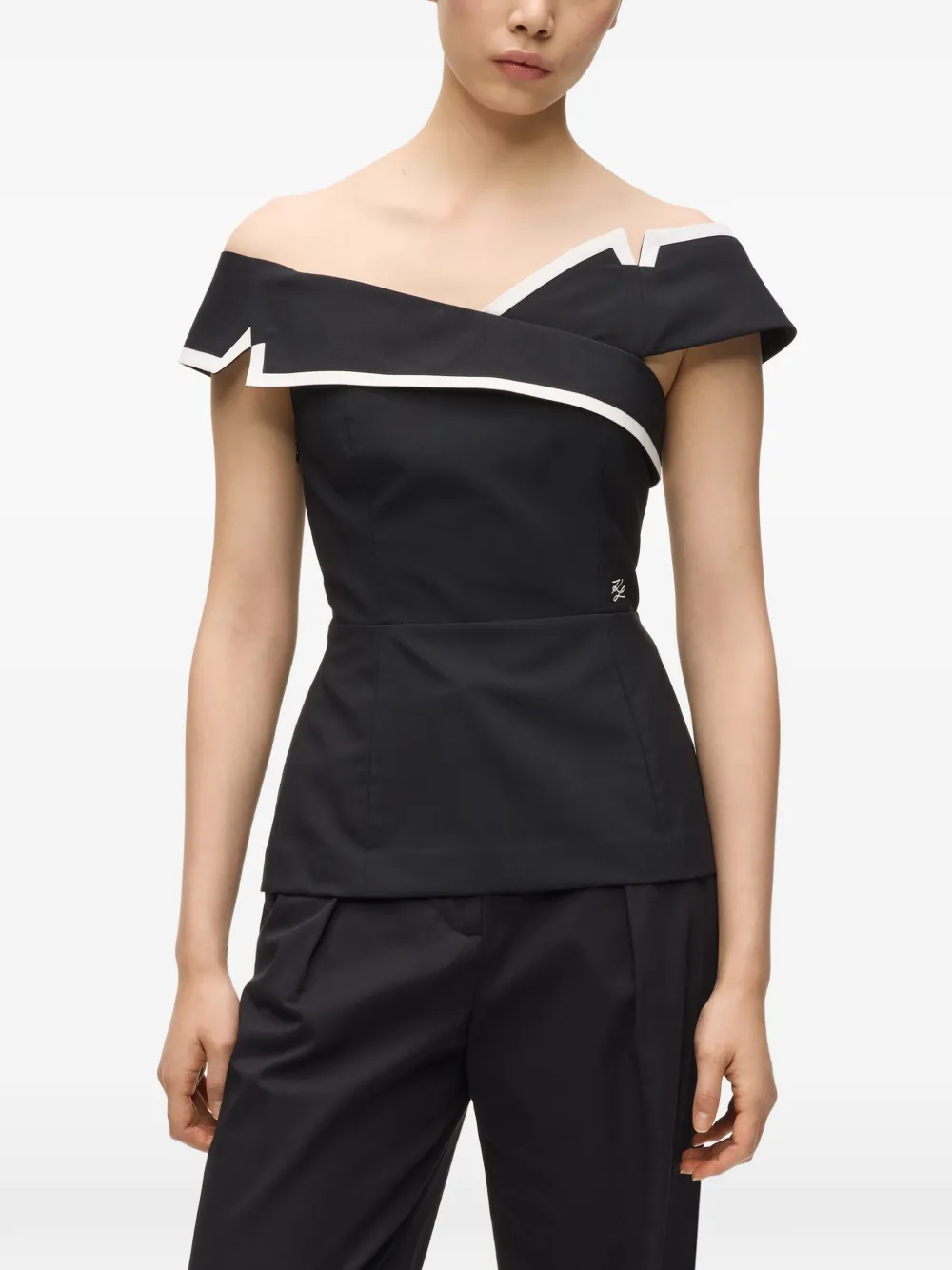 Karl Lagerfeld Off-shoulder top Zwart