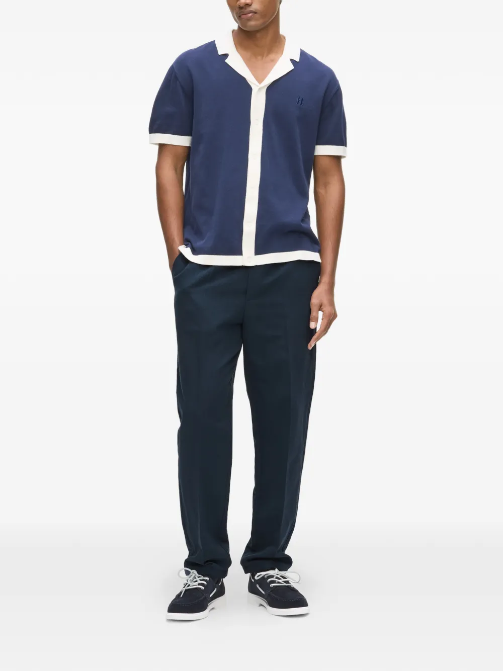Karl Lagerfeld Elastische linnen broek Blauw