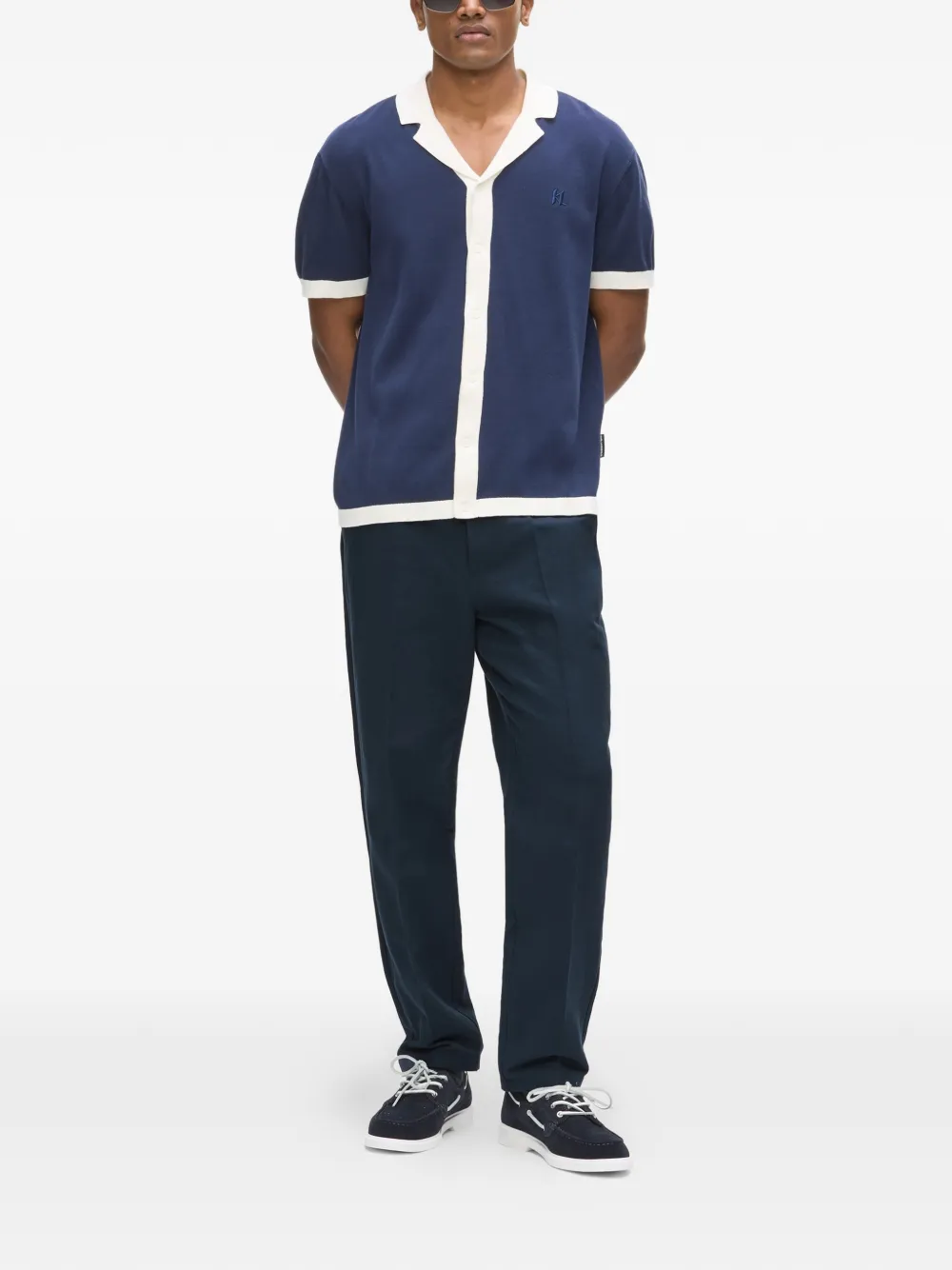 Karl Lagerfeld Elastische linnen broek Blauw