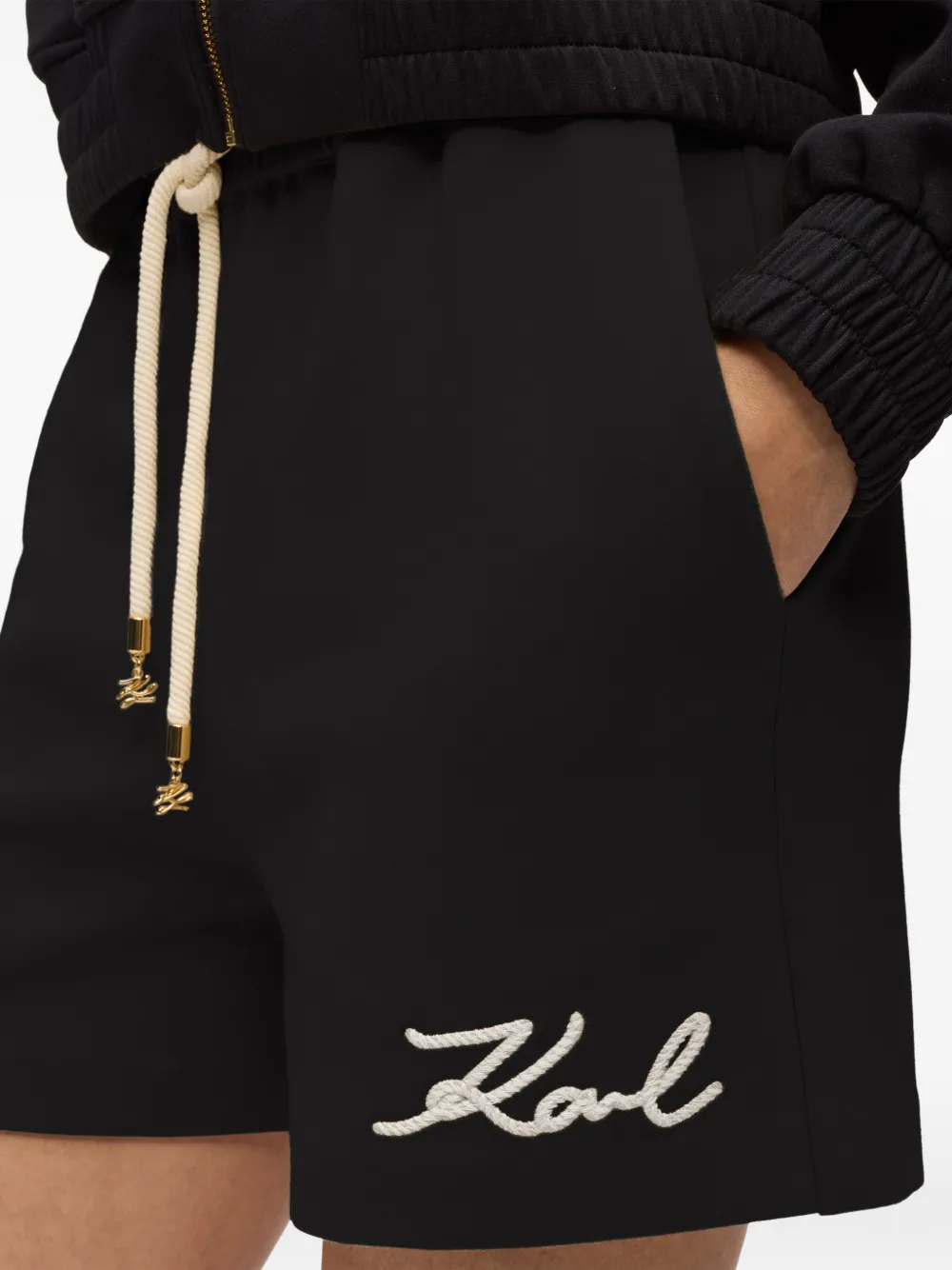 Karl Lagerfeld Shorts met logodetail Zwart
