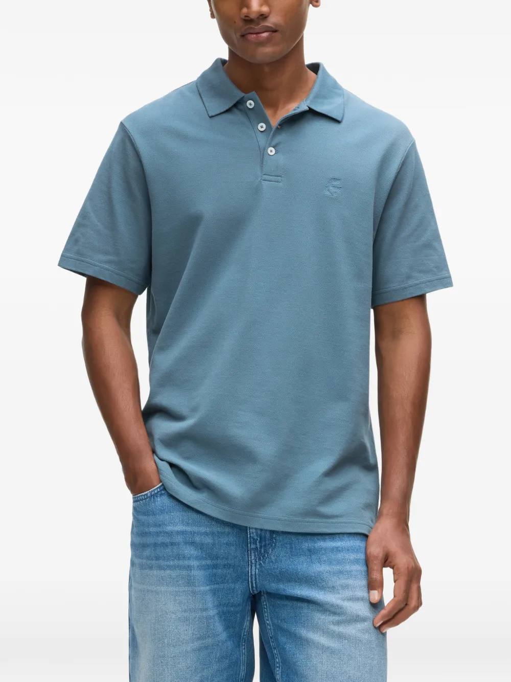 Karl Lagerfeld Kameo piqué poloshirt met logo Blauw