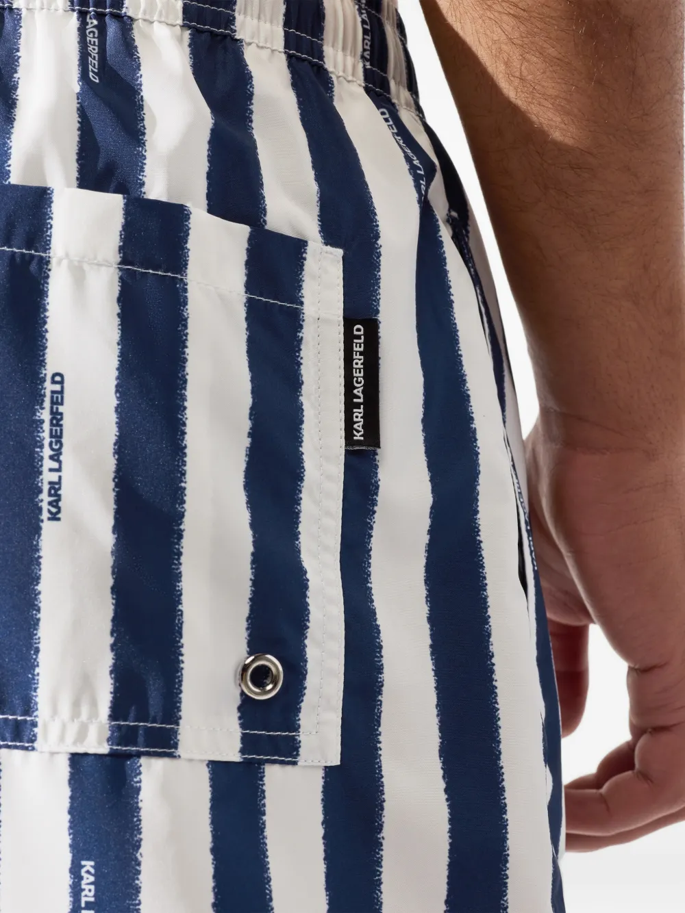 Karl Lagerfeld Gestreepte zwembroek Blauw