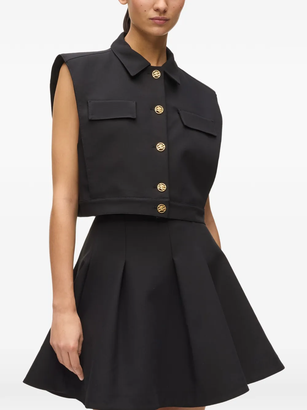  Karl Lagerfeld Pocket Button Top - Black 