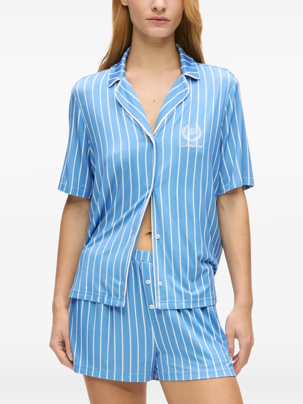 Karl Lagerfeld Pyjama met krijtstreep en knopen Blauw