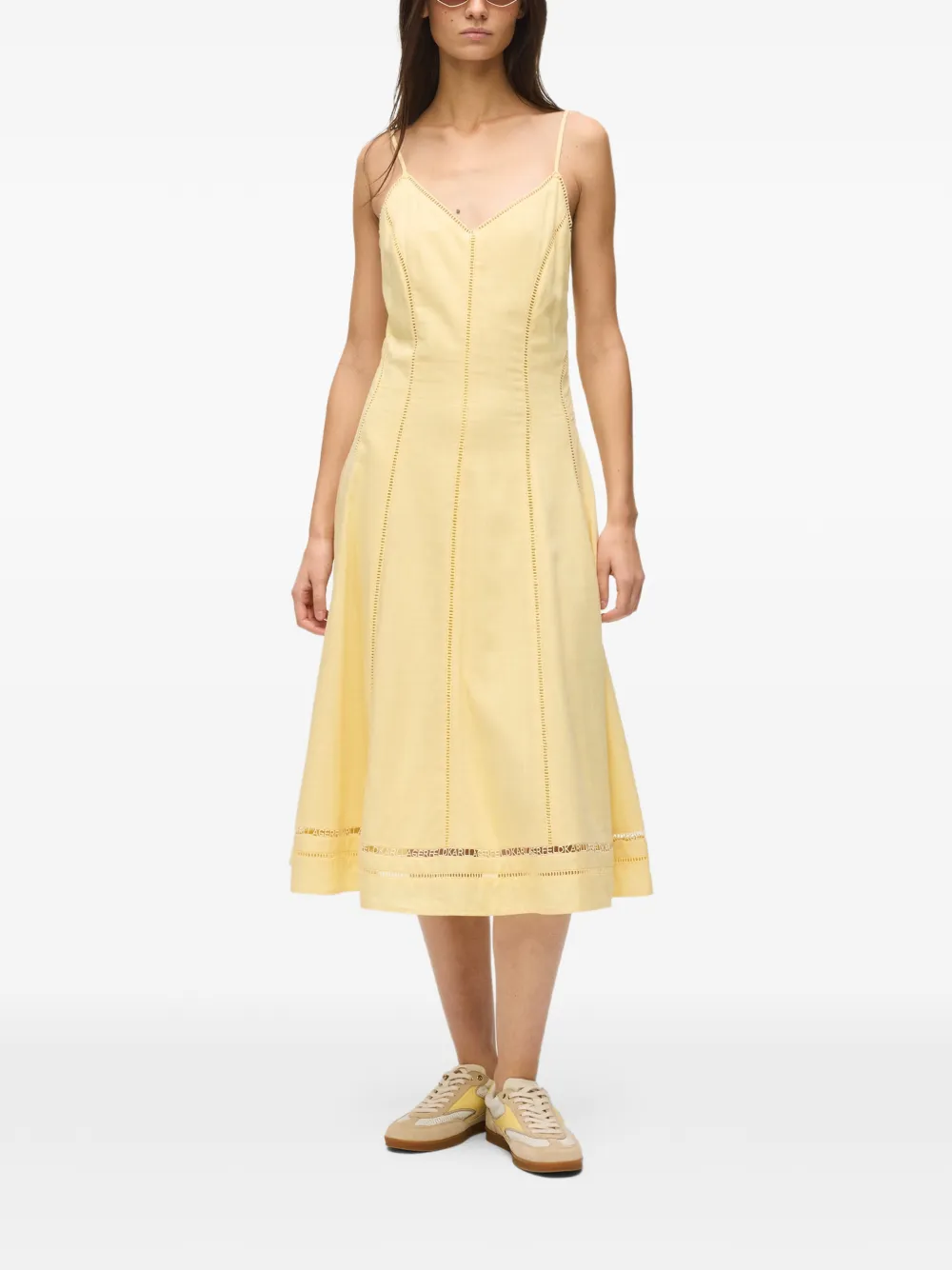 Karl Lagerfeld Midi-jurk met geborduurd detail Geel