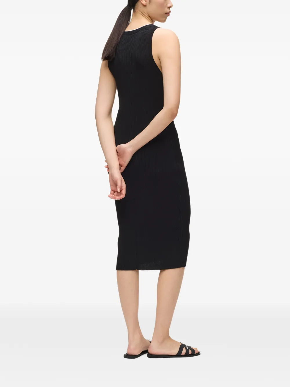 Karl Lagerfeld Midi-jurk met logodetail en knopen Zwart