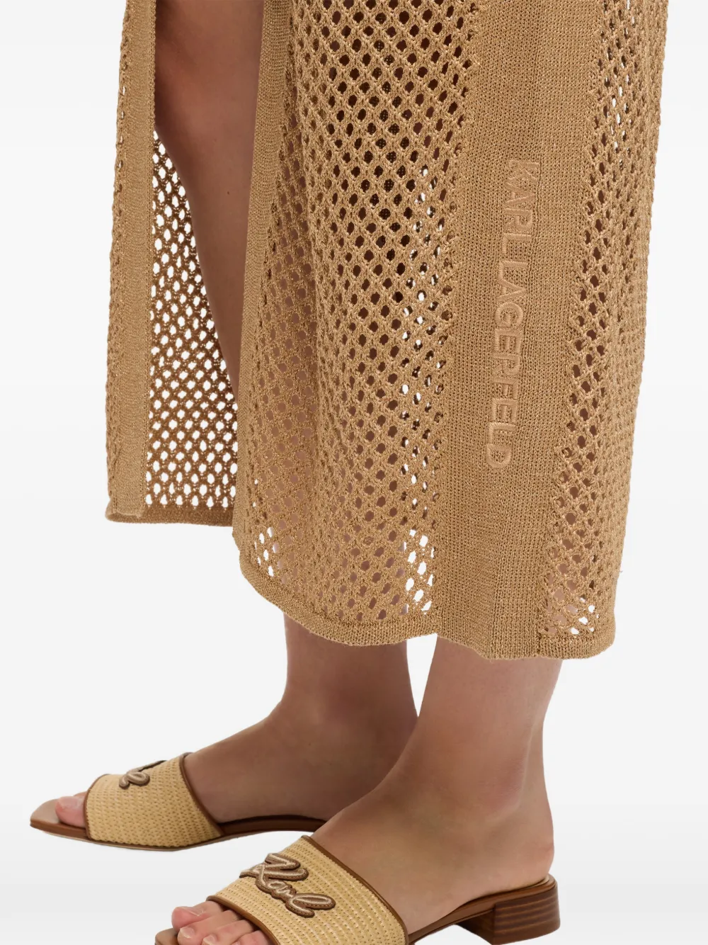 Karl Lagerfeld Gehaakte midi-jurk Beige