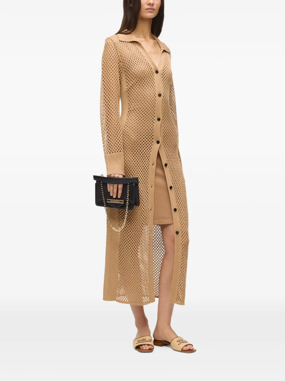 Karl Lagerfeld Gehaakte midi-jurk Beige