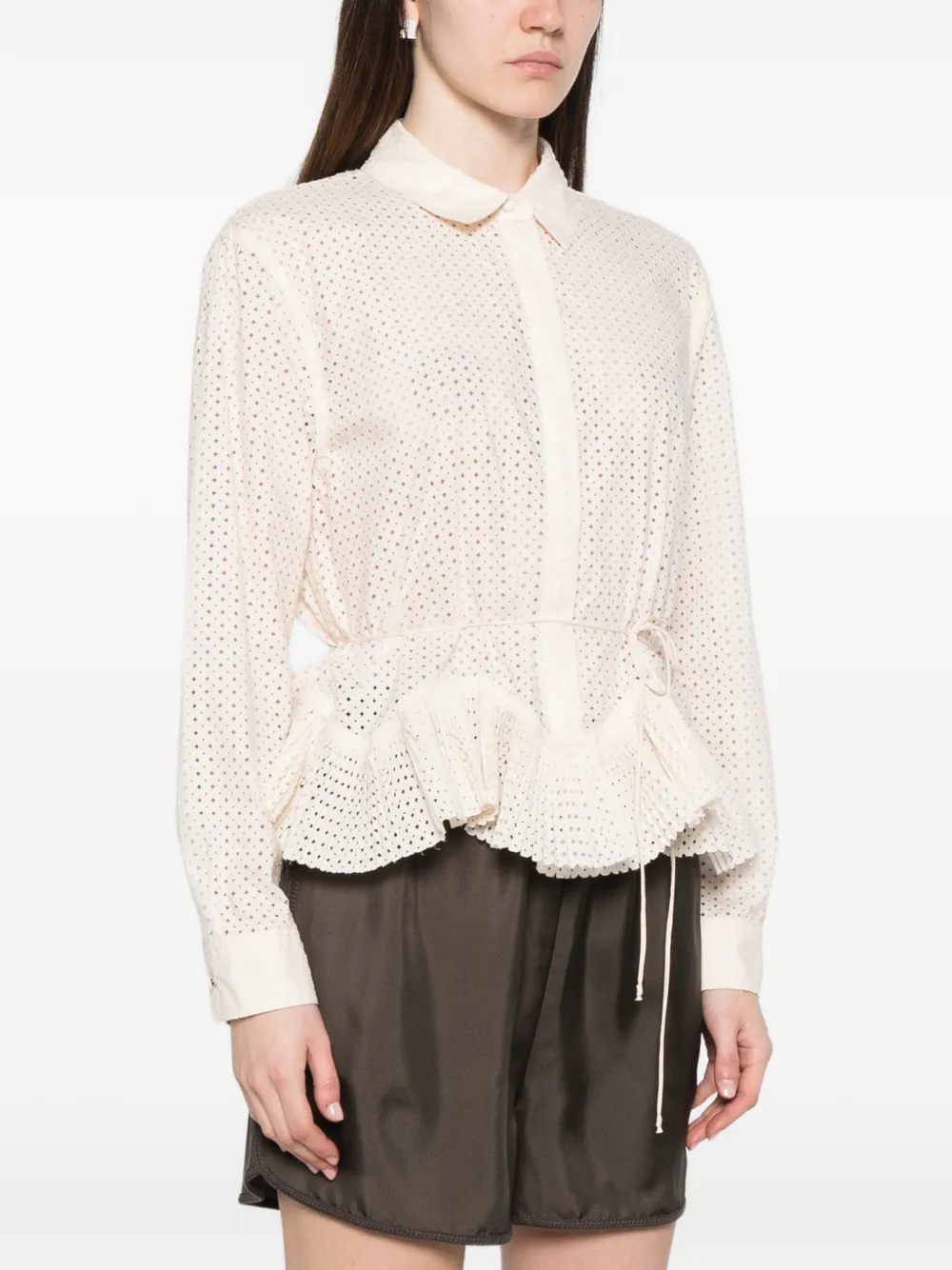  Ulla Johnson Kelila Cut-out Long-sleeve Shirt - Neutrals 