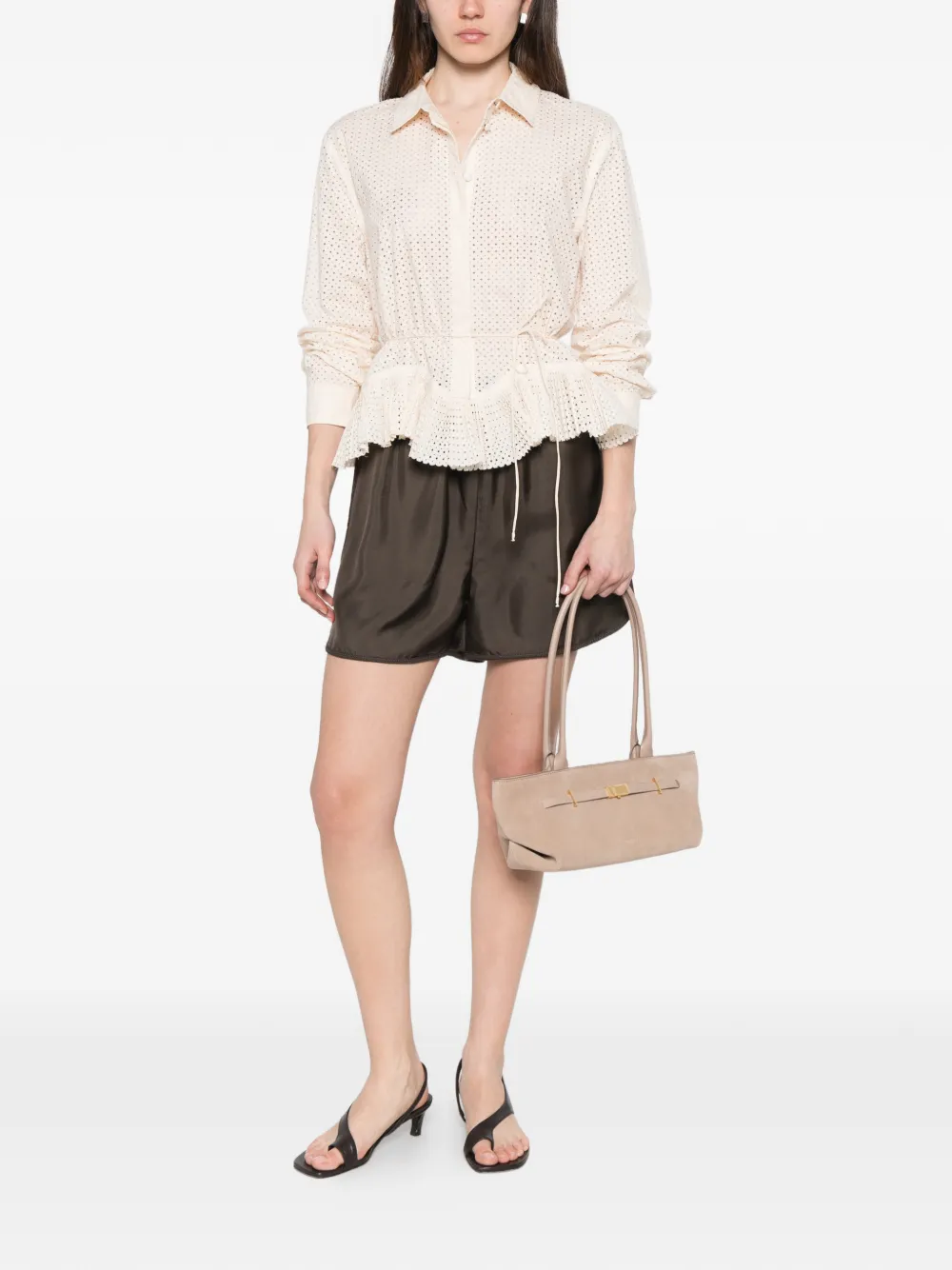  Ulla Johnson Kelila Cut-out Long-sleeve Shirt - Neutrals 
