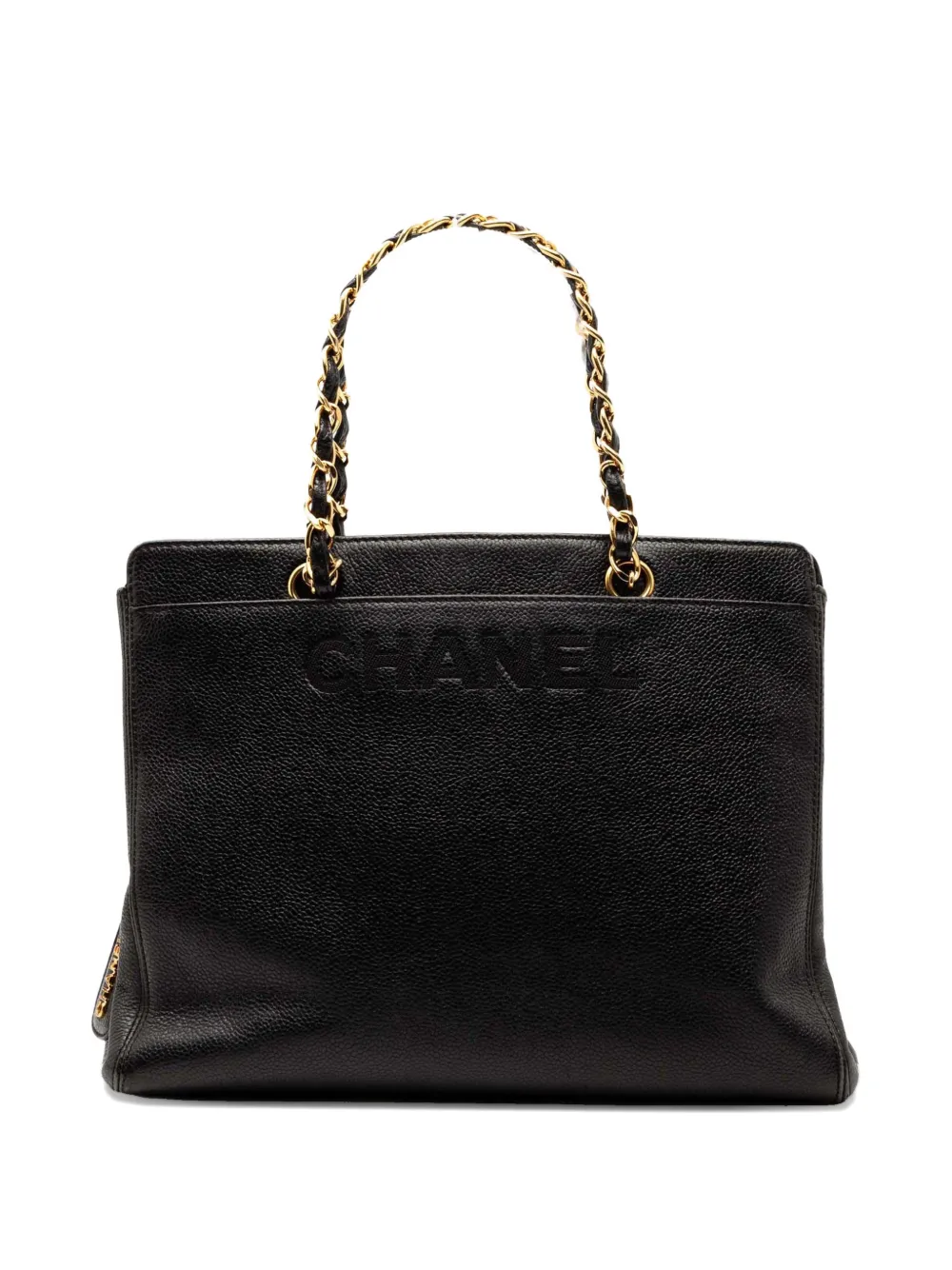 CHANEL Pre-Owned 1997-1999 Caviar Logo Chain tote bag - Nero
