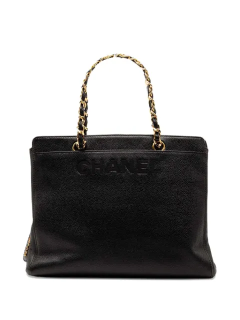 CHANEL Pre-Owned tote de piel caviar con logo y cadena 1997-1999