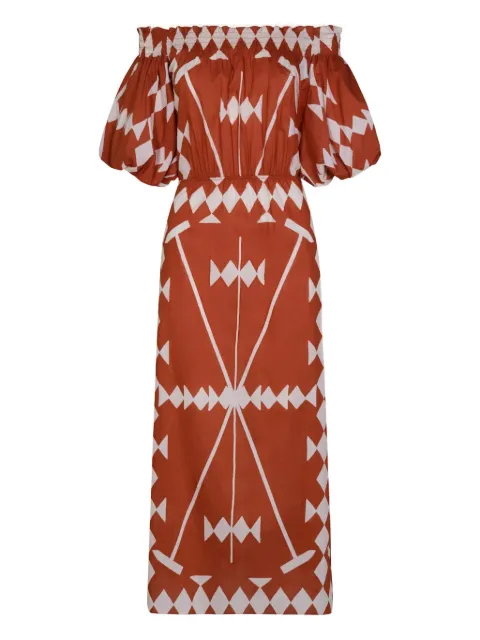 Johanna Ortiz Harbor Hues off-shoulder midi dress