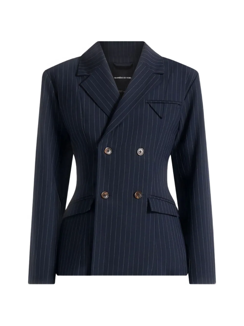 Manière De Voir Maia pinstripe double-breasted blazer - Blu