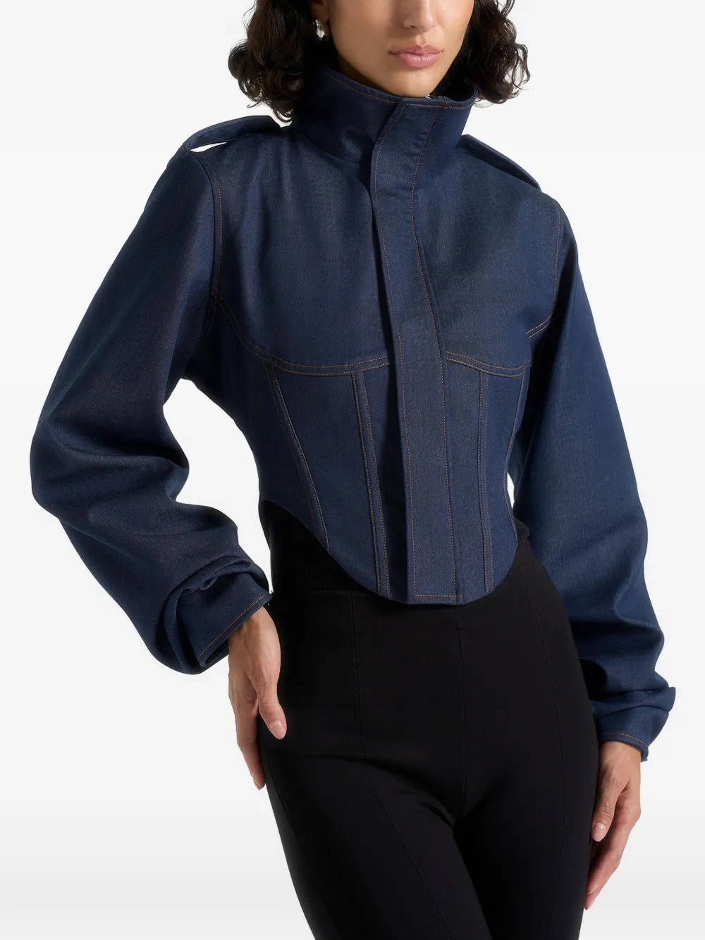 Solange Tacked-Sleeve Denim Jacket 