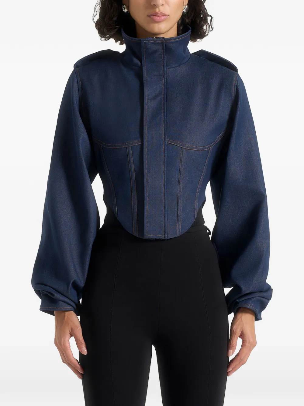 Solange Tacked-Sleeve Denim Jacket 