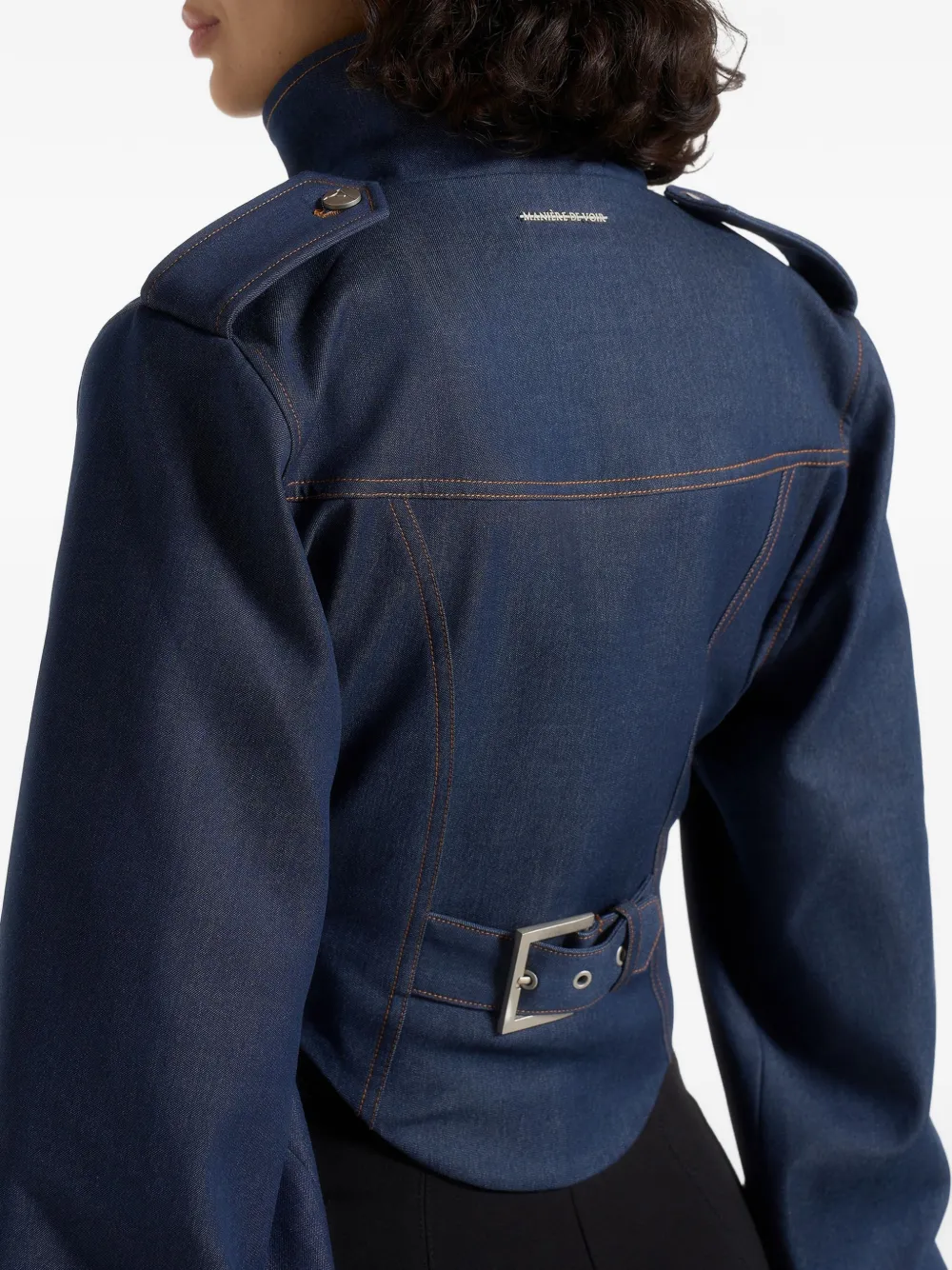 Solange Tacked-Sleeve Denim Jacket 