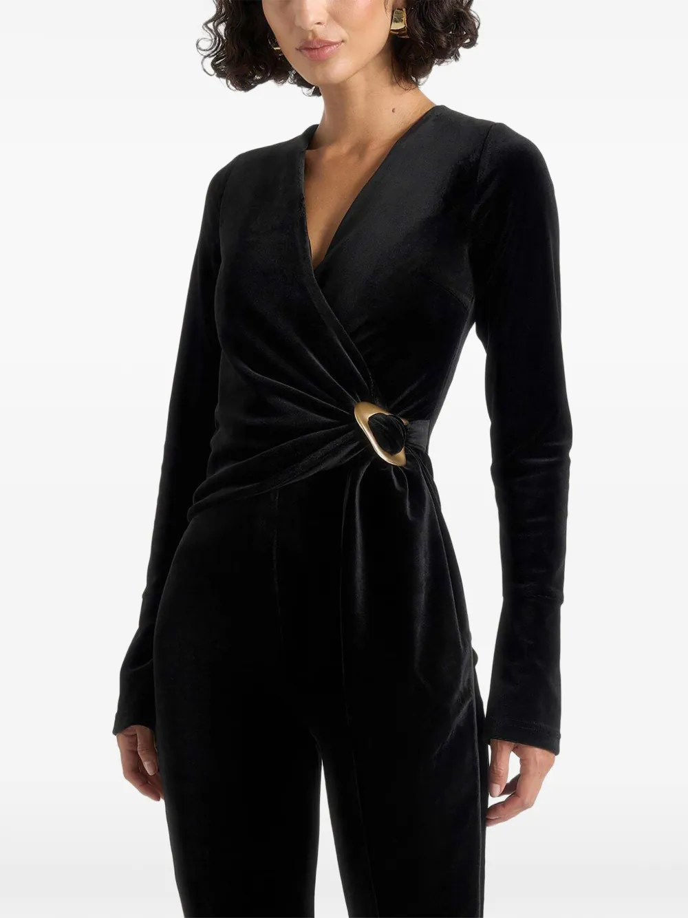Manière De Voir Solel velour-effect jumpsuit - Nero