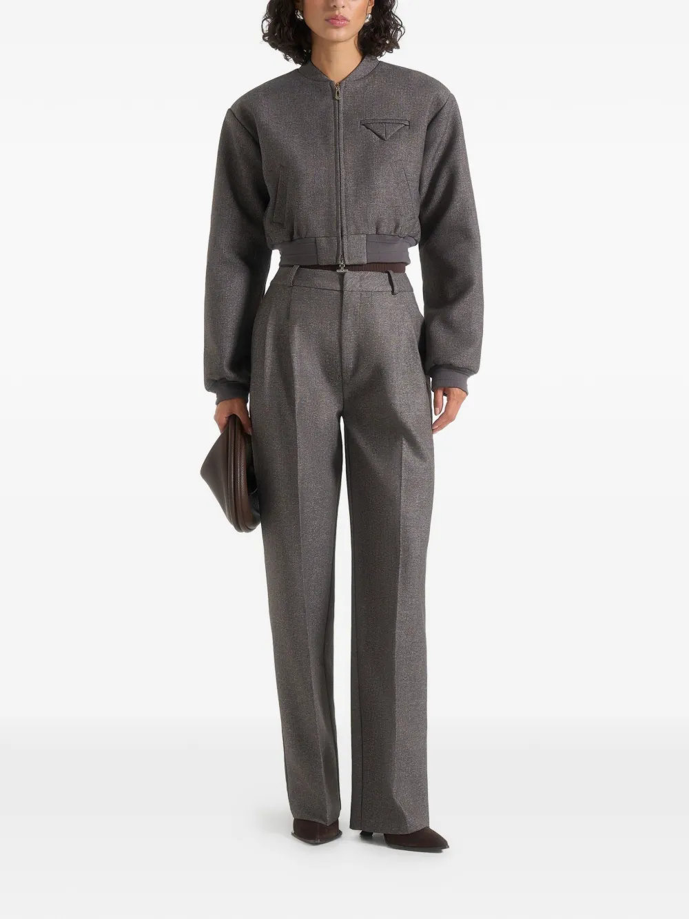 Manière De Voir Monique Zip-up Bomber Jacket In Gray