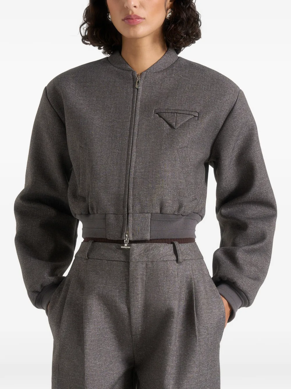 Manière De Voir Monique Zip-up Bomber Jacket In Gray