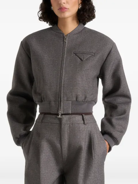 Manière De Voir Monique suede wide shoulder bomber jacket