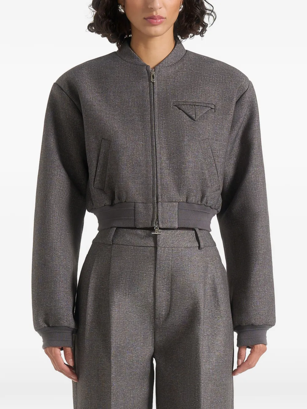 Manière De Voir Monique Zip-up Bomber Jacket In Gray