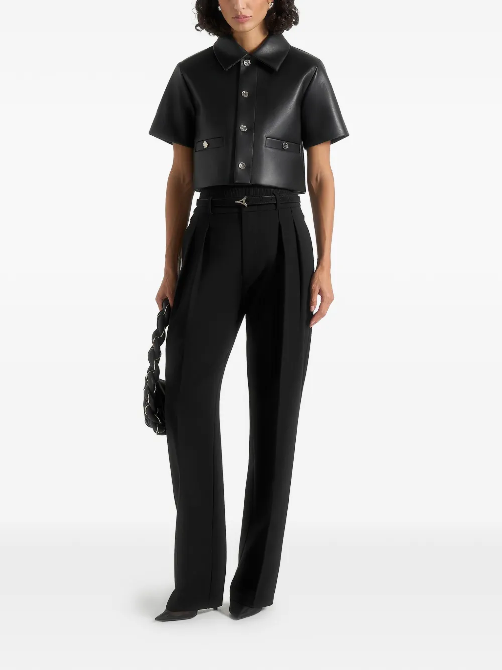 Manière De Voir Dory Buttoned Short-sleeve Shirt In Black