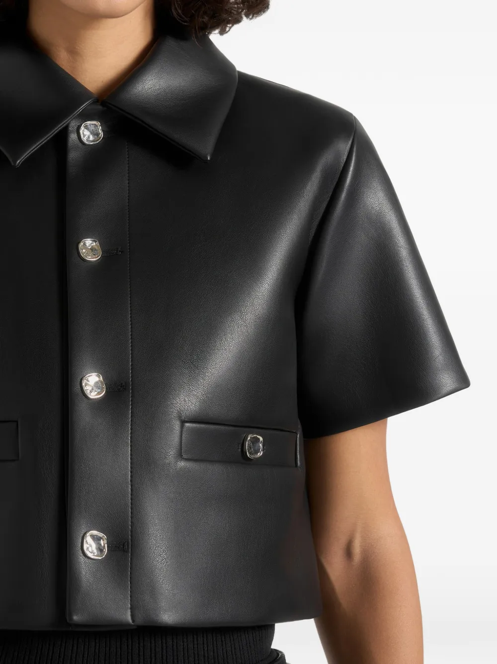 Manière De Voir Dory Buttoned Short-sleeve Shirt In Black