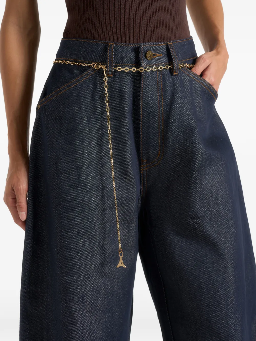 Manière De Voir Enora zandloper jeans met ketting Blauw