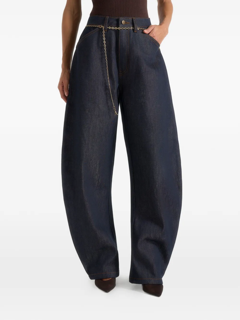 Manière De Voir Enora zandloper jeans met ketting Blauw